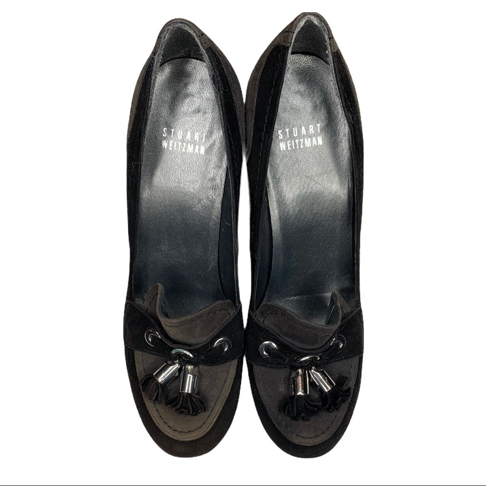 Stuart Weizmann Suede Platform Heels, 8, Brown & … - image 2